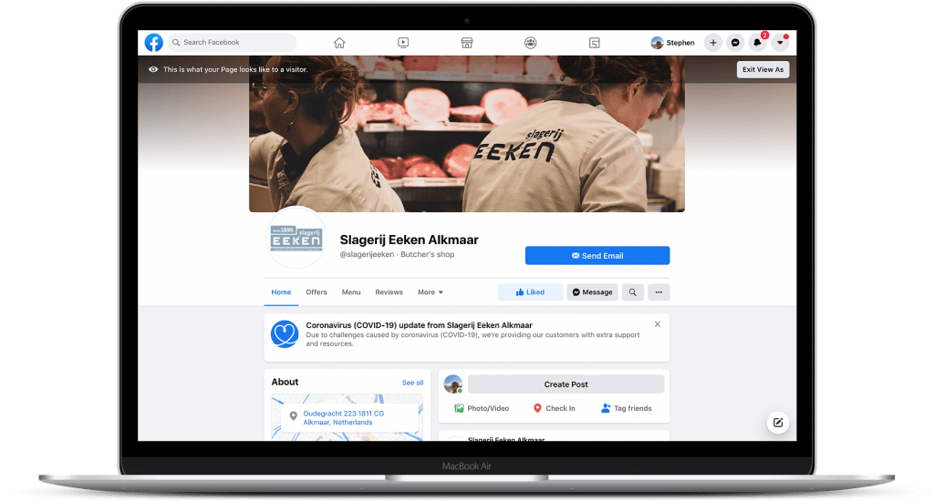 onze aanbiedingen van de slagerij kondigen we aan via facebook